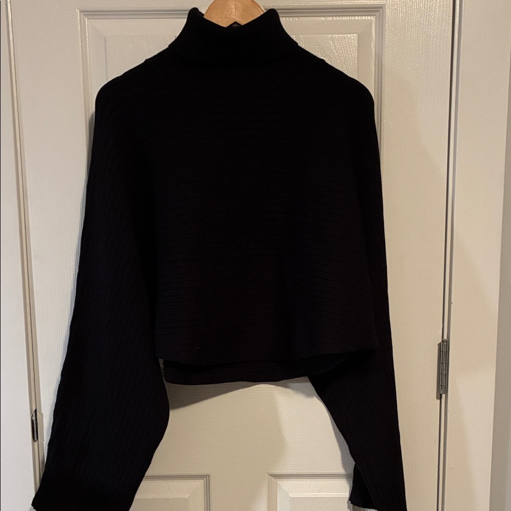 Black Turtleneck Cropped Sweater